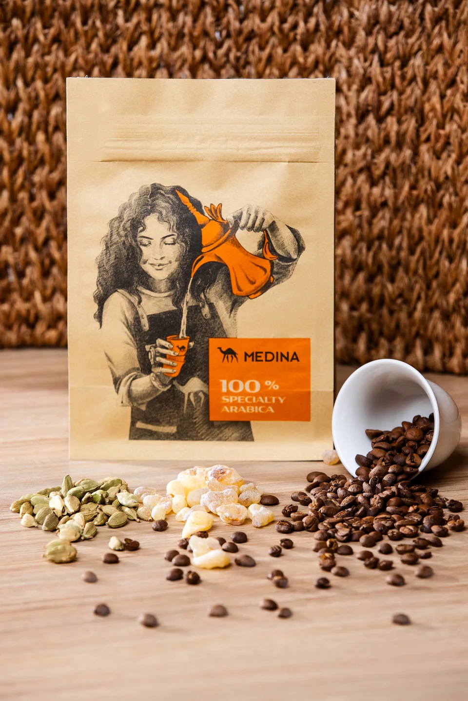 Coffee package beans spice display