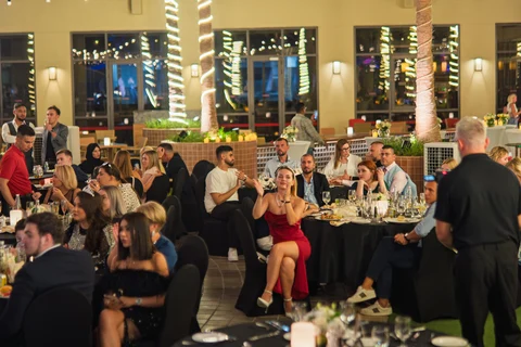 Wide awards dinner hall