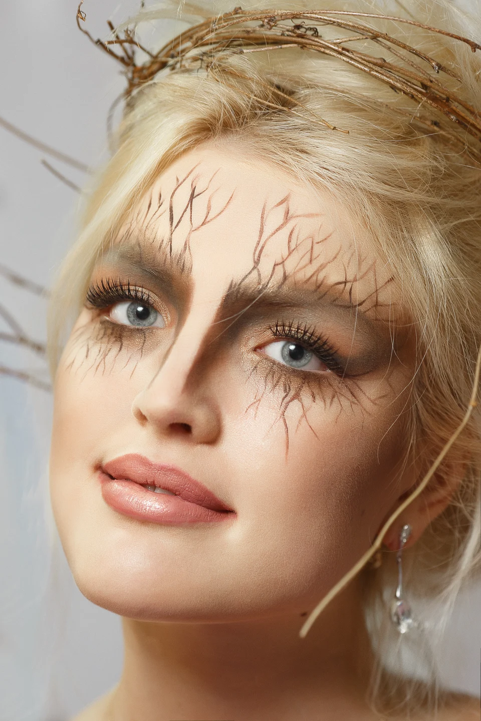 Beauty portrait branch face decoration